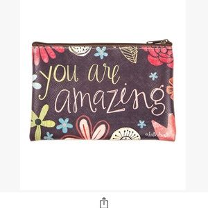 Brownlow-You are Amazing" Brown multi-colored flowers coin purse 4.25" x 6" NEW